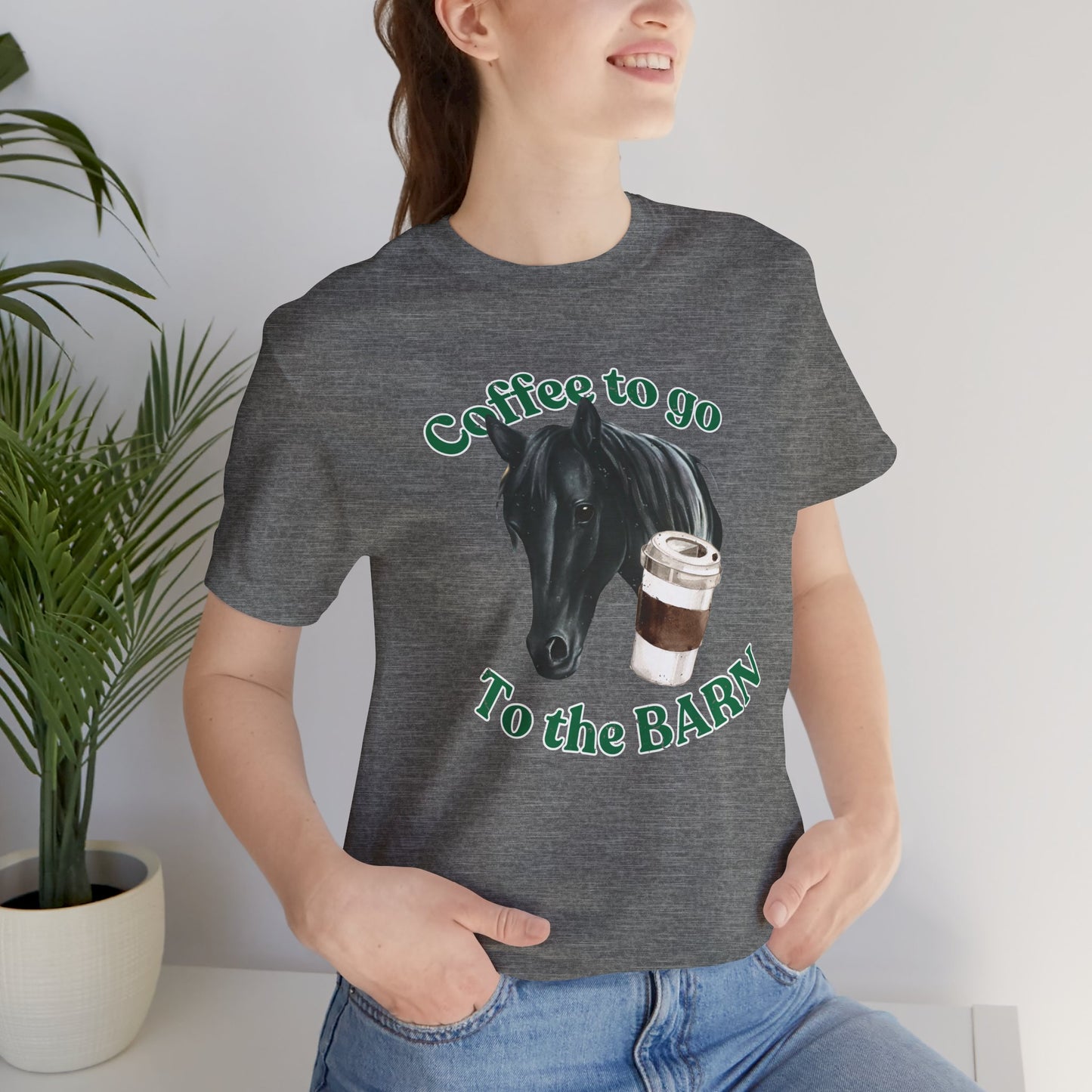 Coffee, Black Horse t-shirt grey model