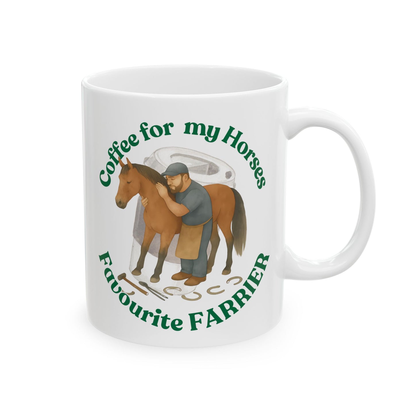 Coffee for Favourite Farrier white mug front