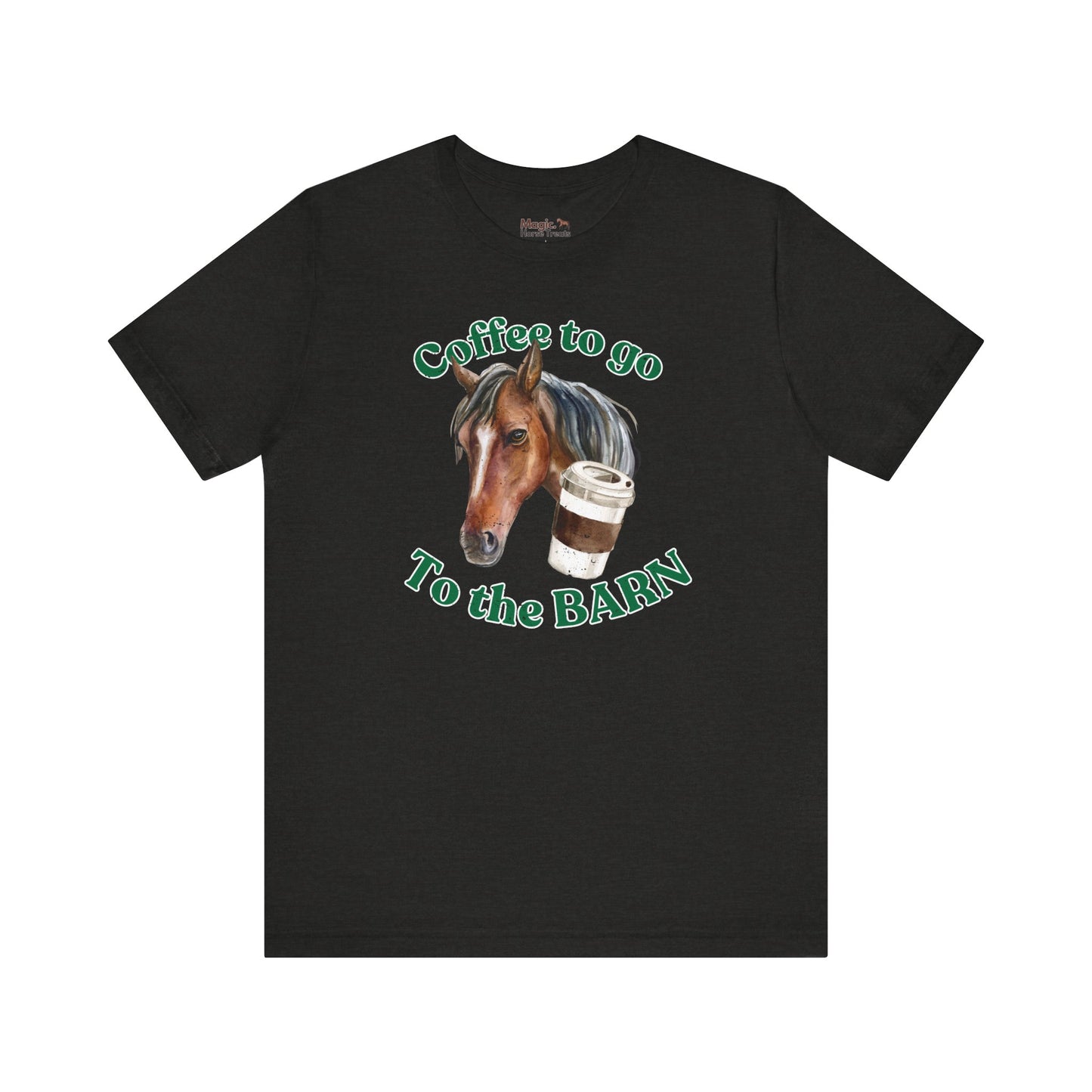 Coffee to the Barn Bay Horse T-shirt black