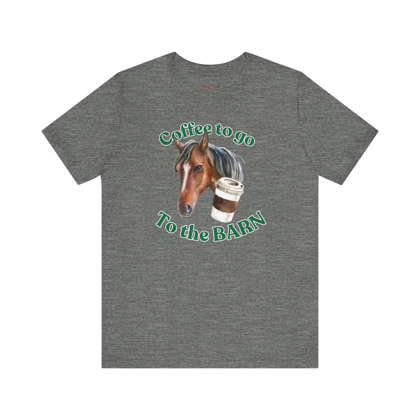 Coffee to the Barn Bay Horse T-shirt grey