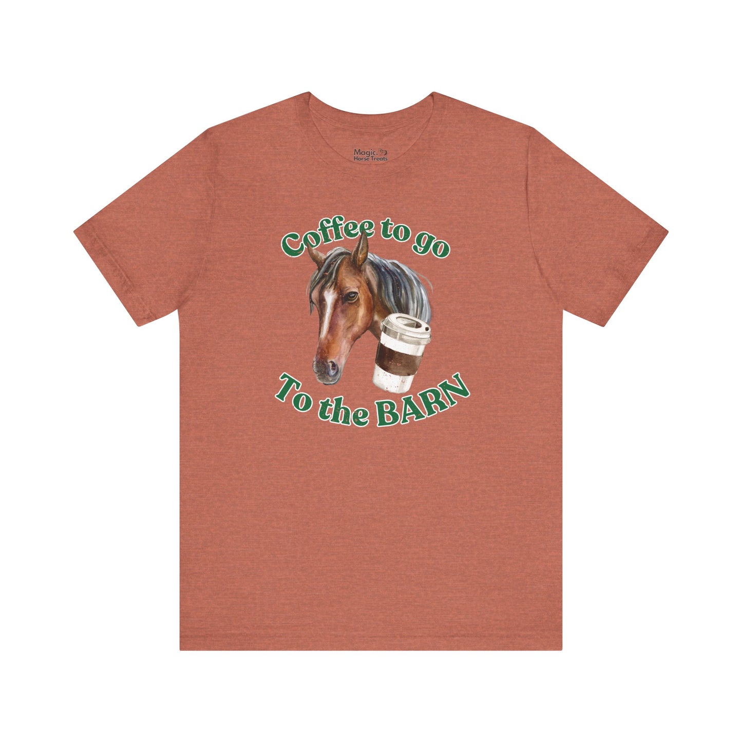 Coffee to the Barn Bay Horse T-shirt red