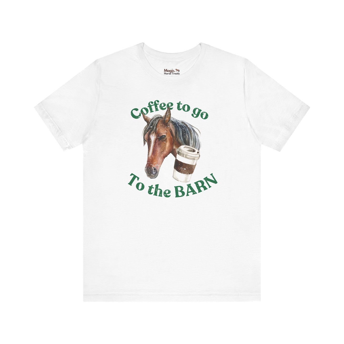 Coffee to the Barn Bay Horse T-shirt white