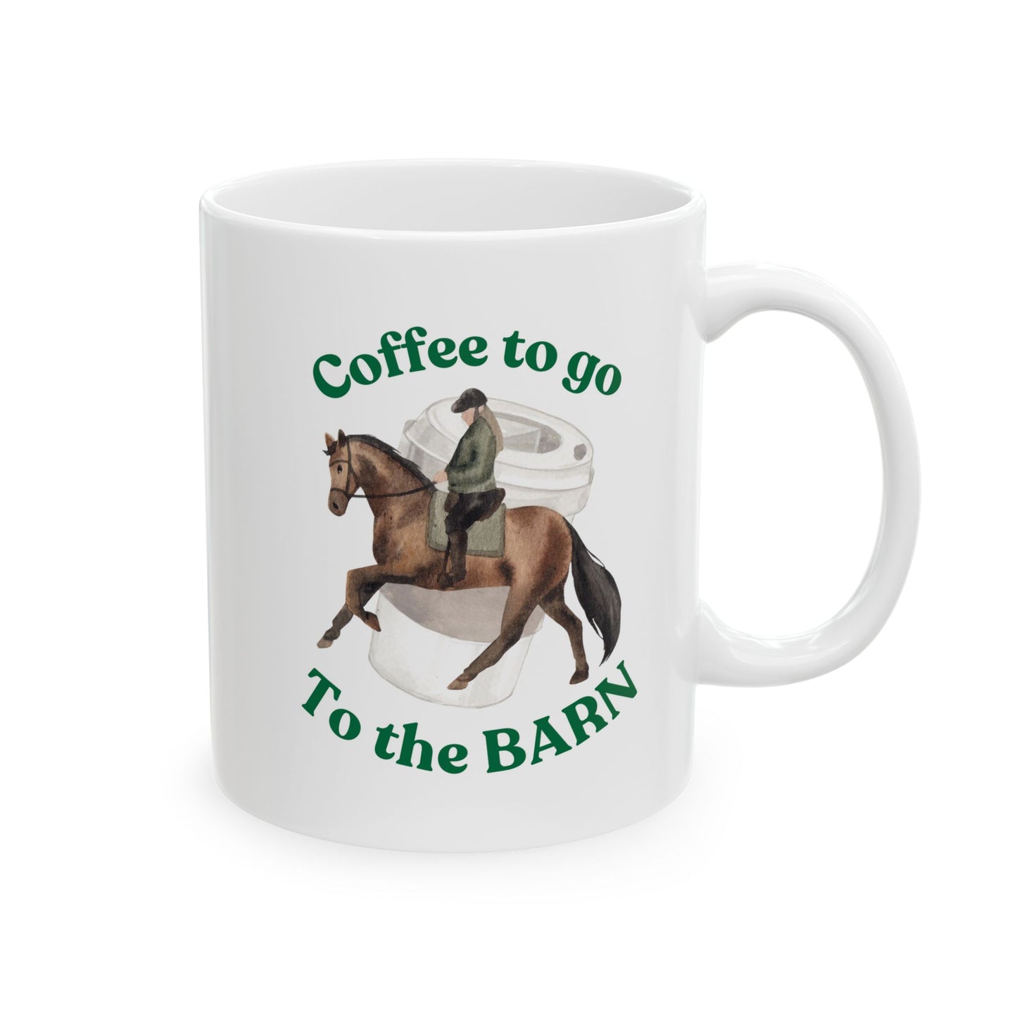 Coffee to the barn Horse Riding white mug front