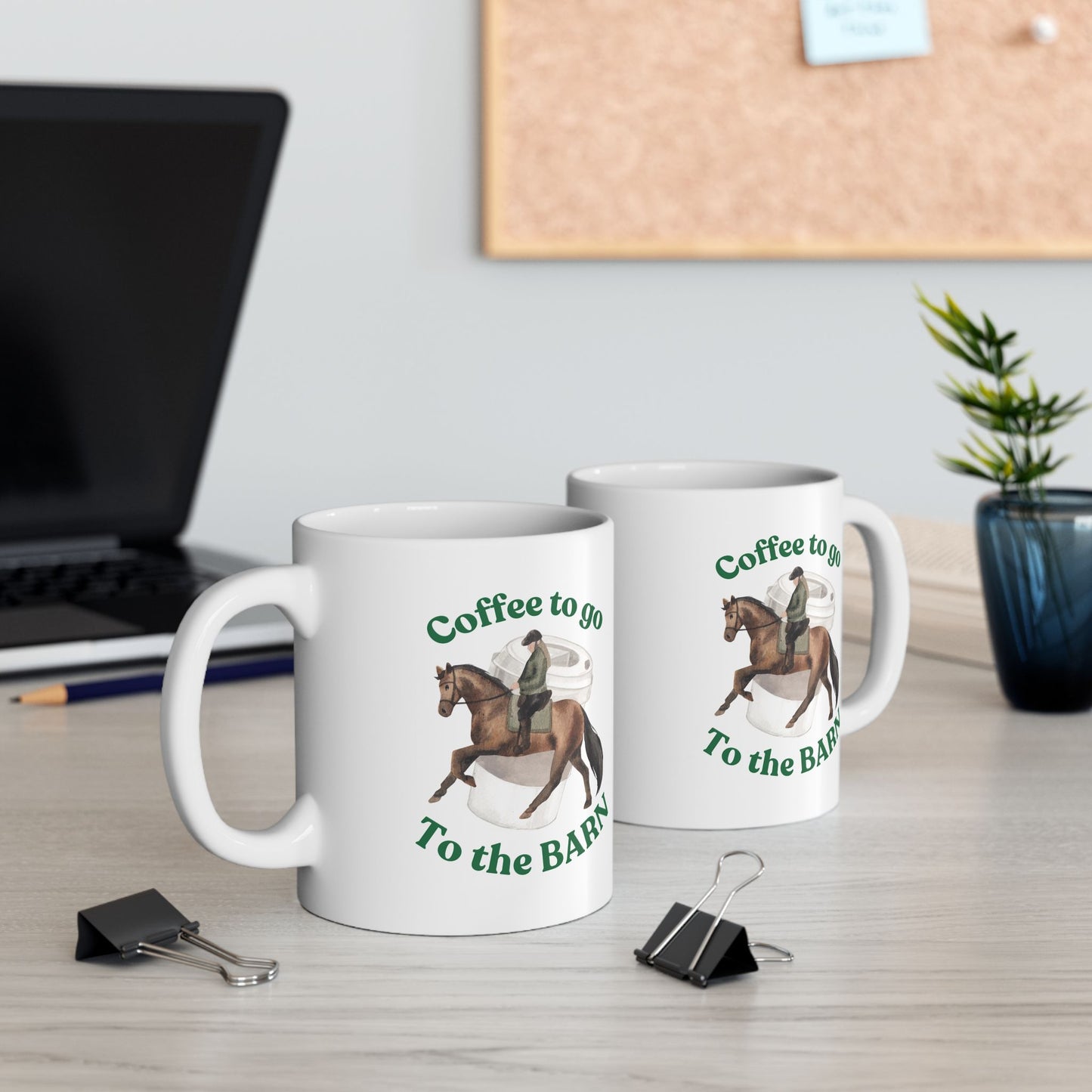 Coffee to the barn Horse Riding white mug side