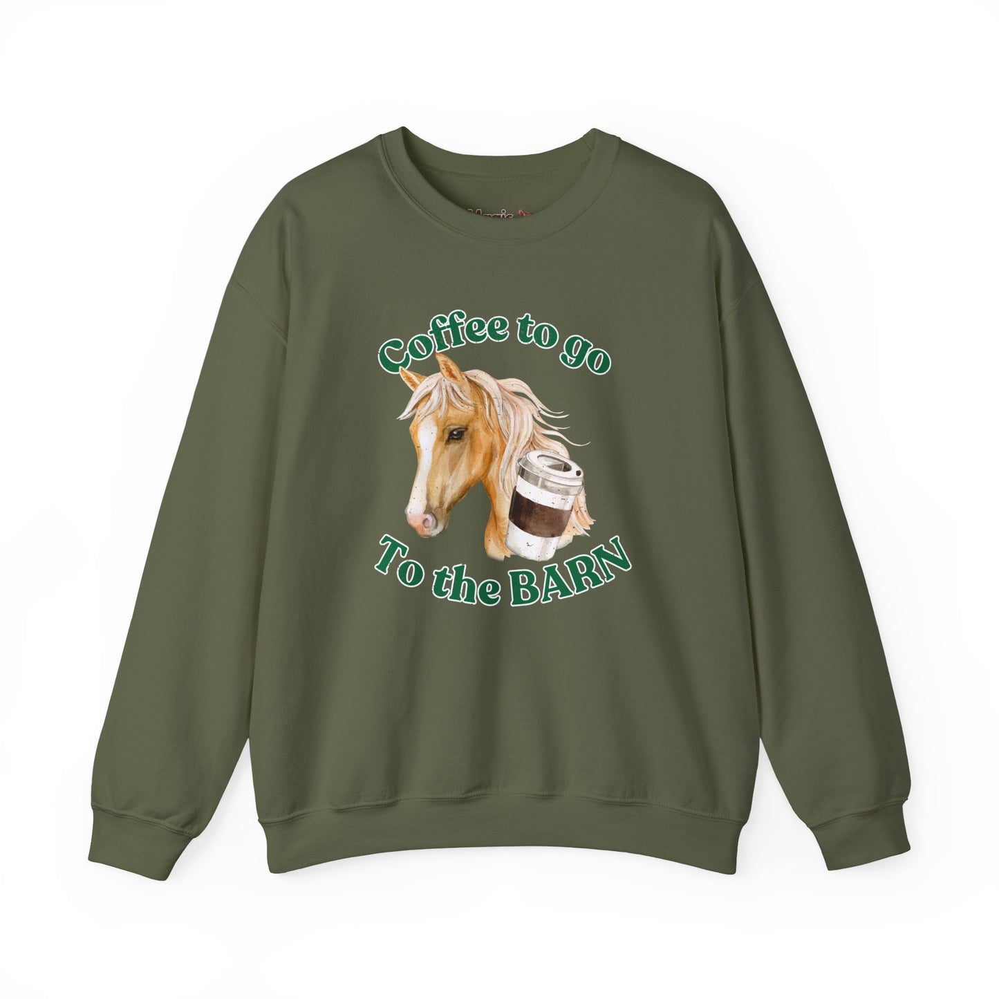 Coffee to the barn Palomino Horse sweatshirt green