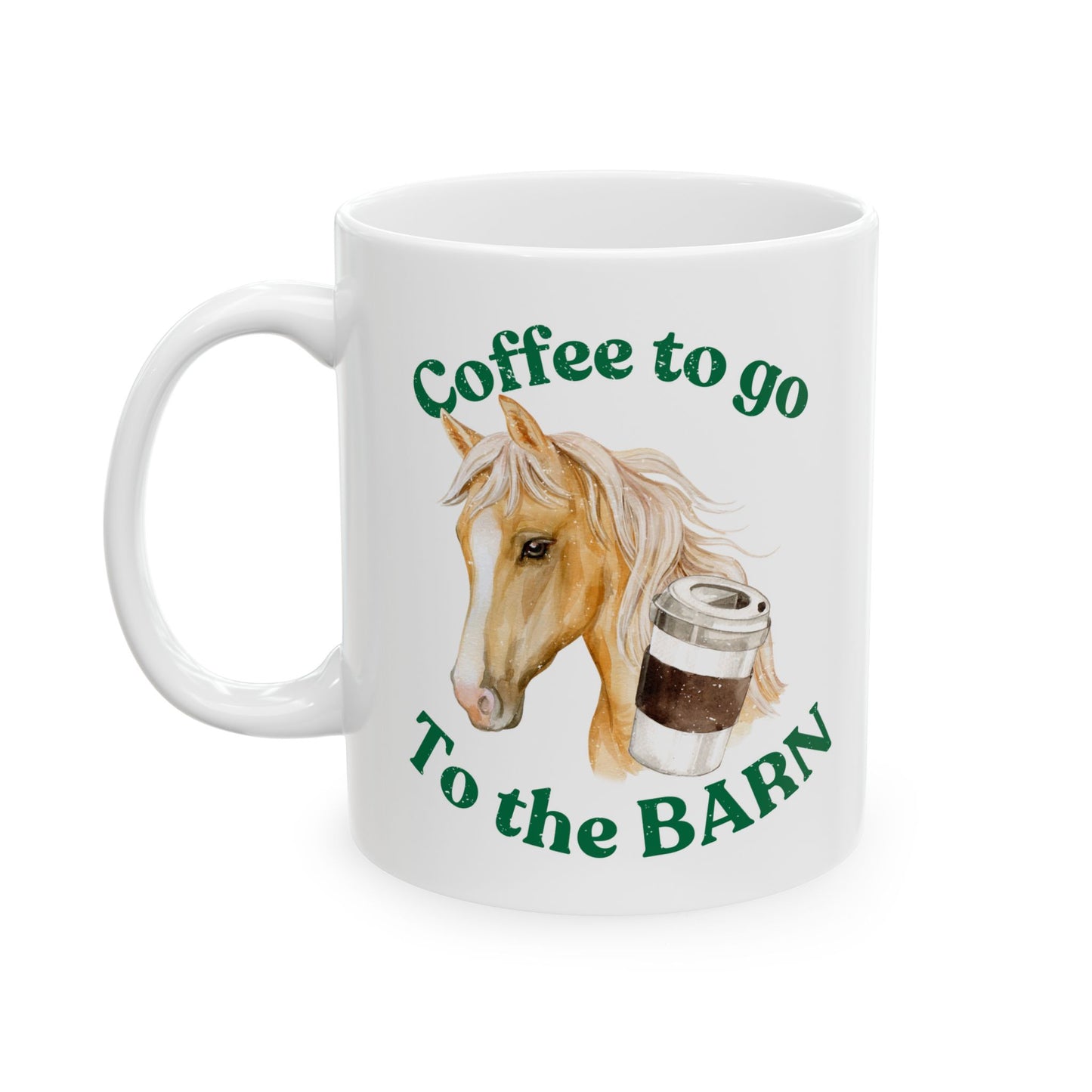 Coffee to the barn Palomino Horse white mug