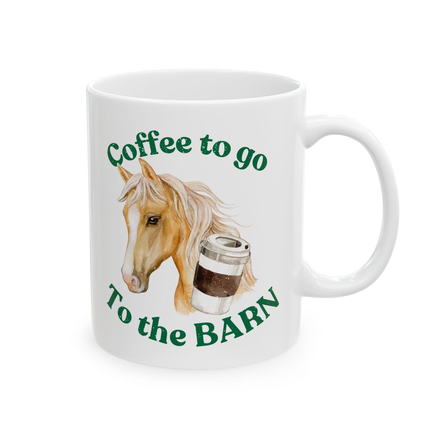 Coffee to the barn Palomino Horse white mug front