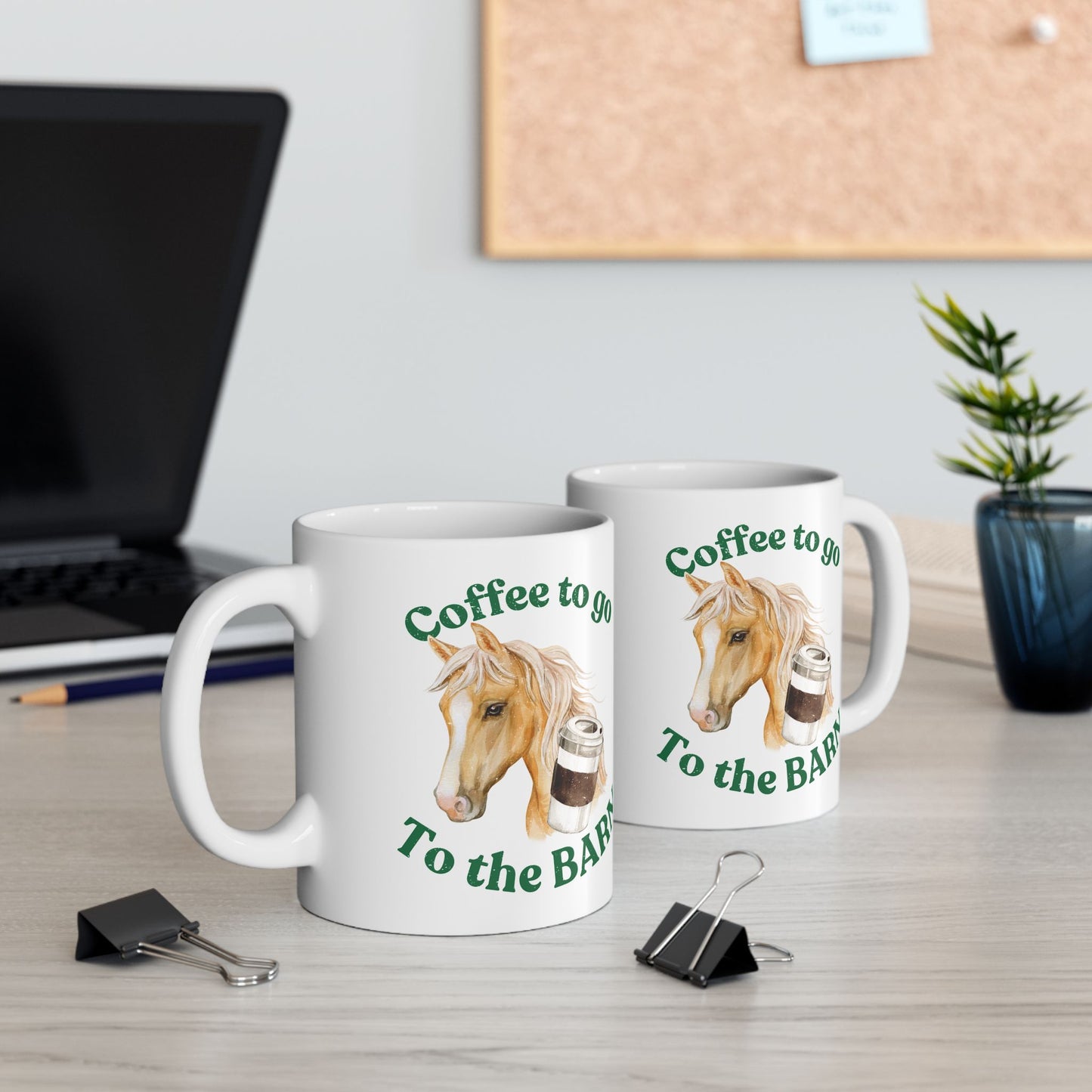 Coffee to the barn Palomino Horse white mug side