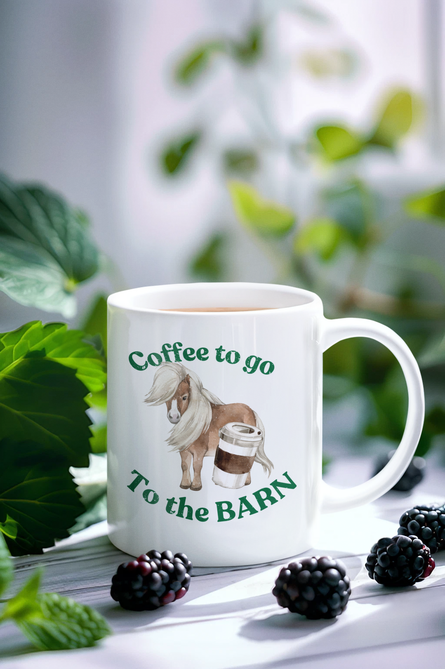 Coffee to the barn Pony Horse white mug side