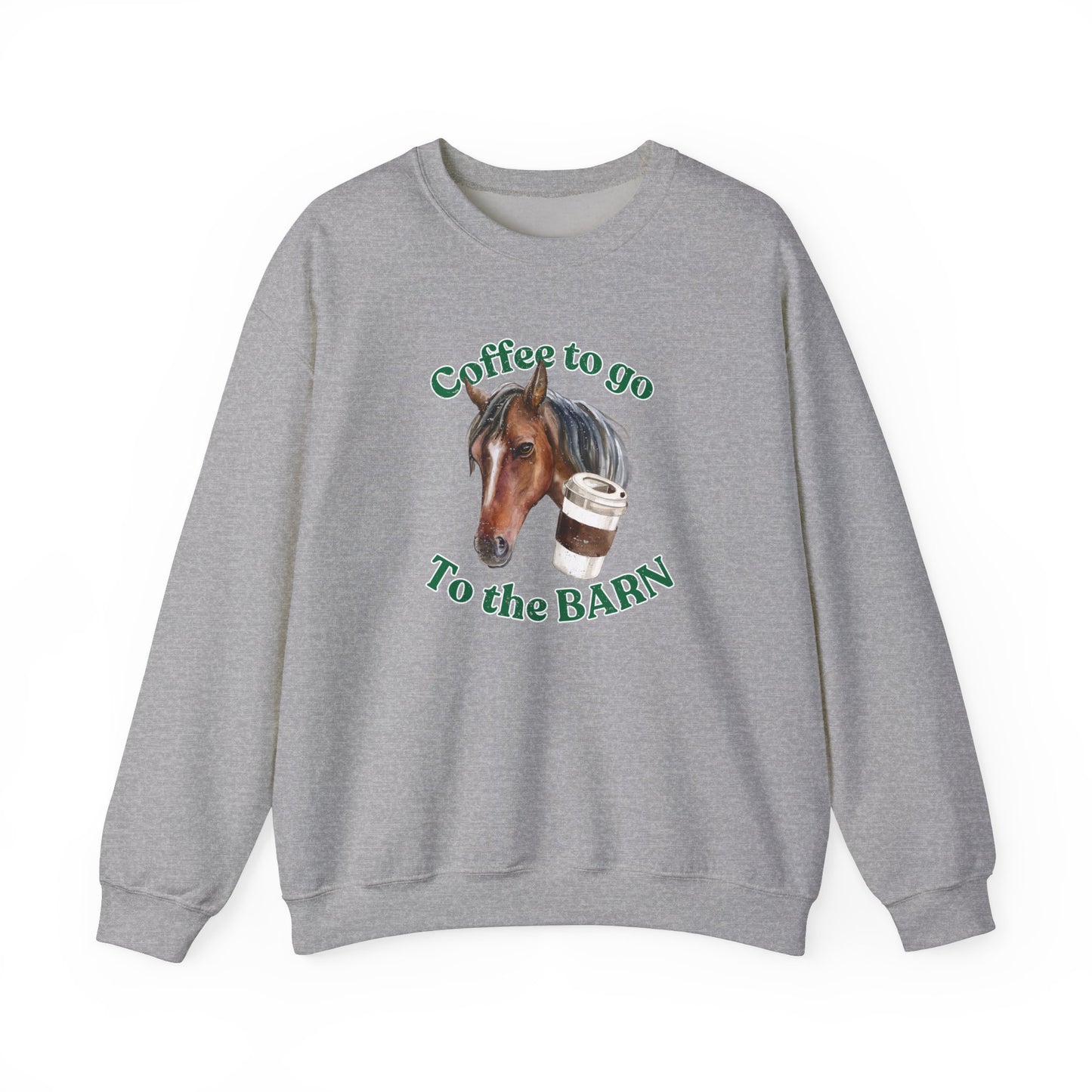 Coffee to the barn bay horse sweatshirt grey