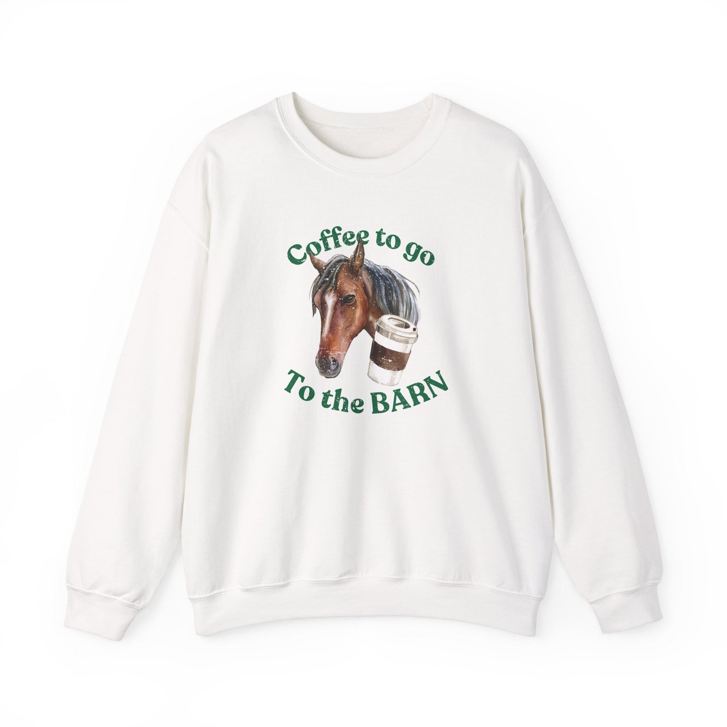 Coffee to the barn bay horse sweatshirt white