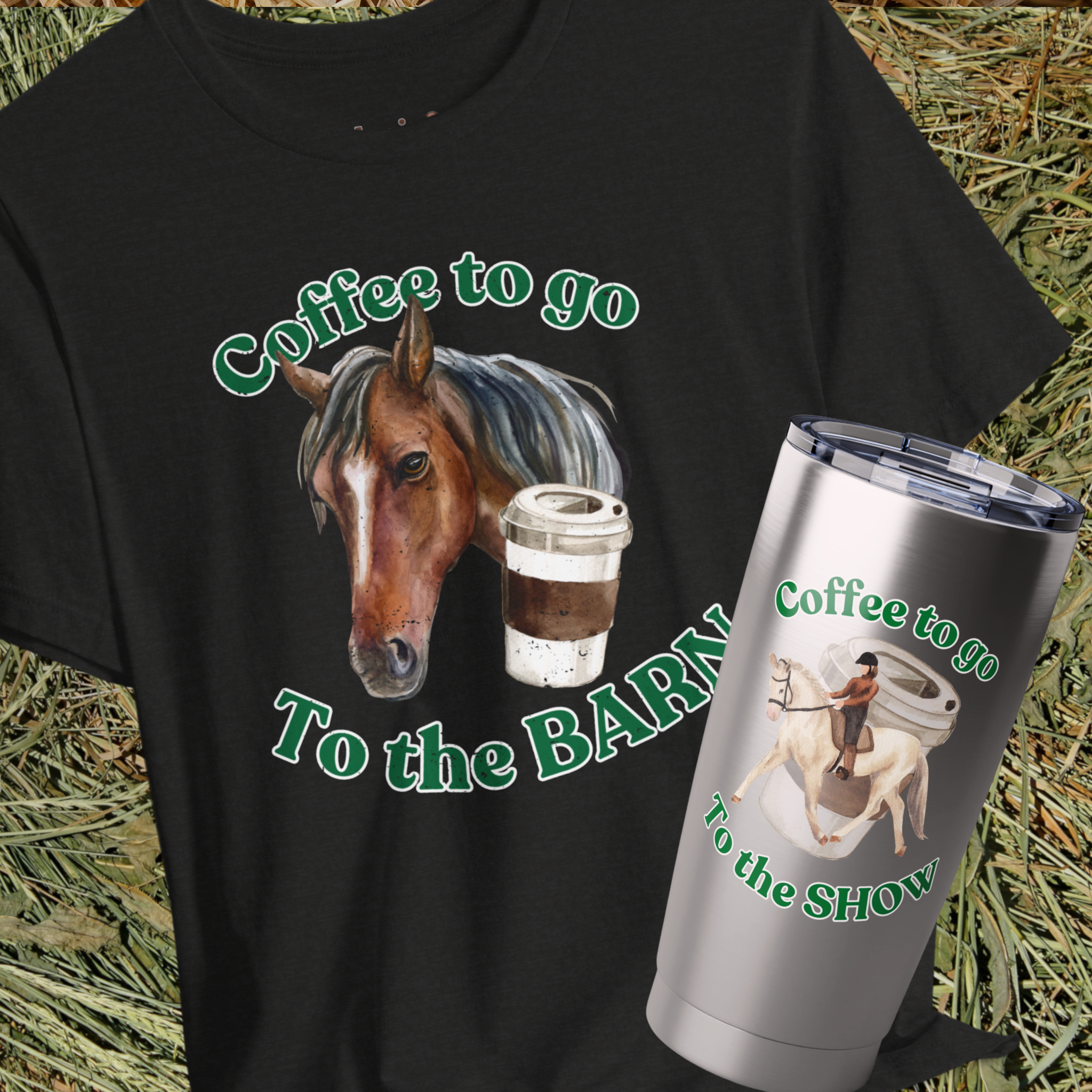 Coffee, Horse themed T-shirt, Tunbler