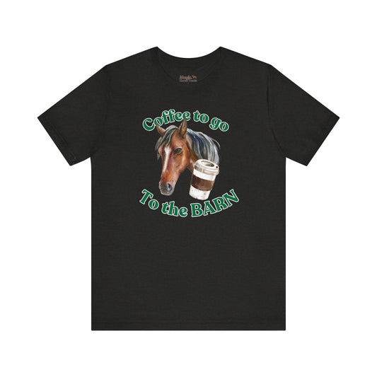 Coffee to the Barn Bay Horse T-shirt black