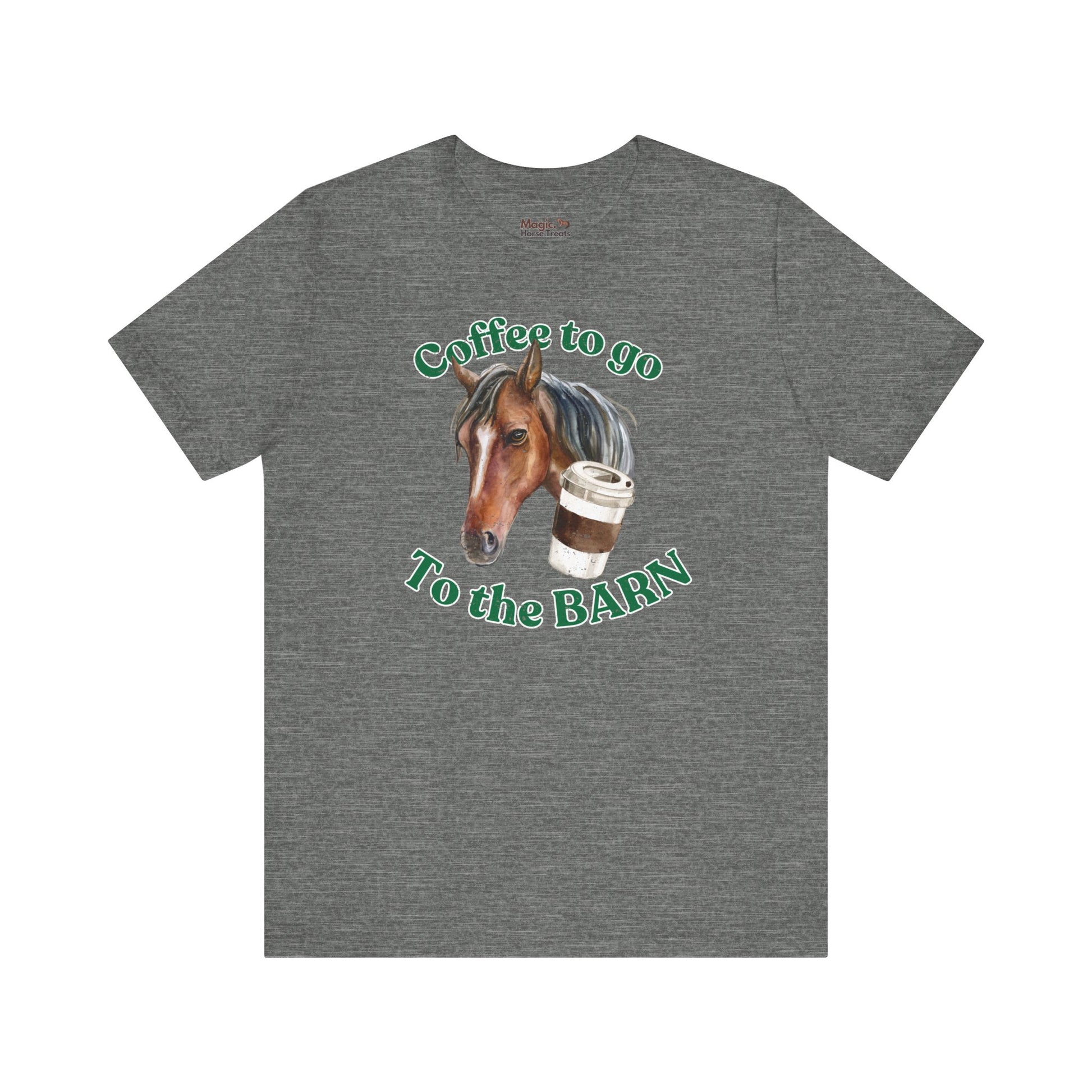 Coffee to the Barn Bay Horse T-shirt grey