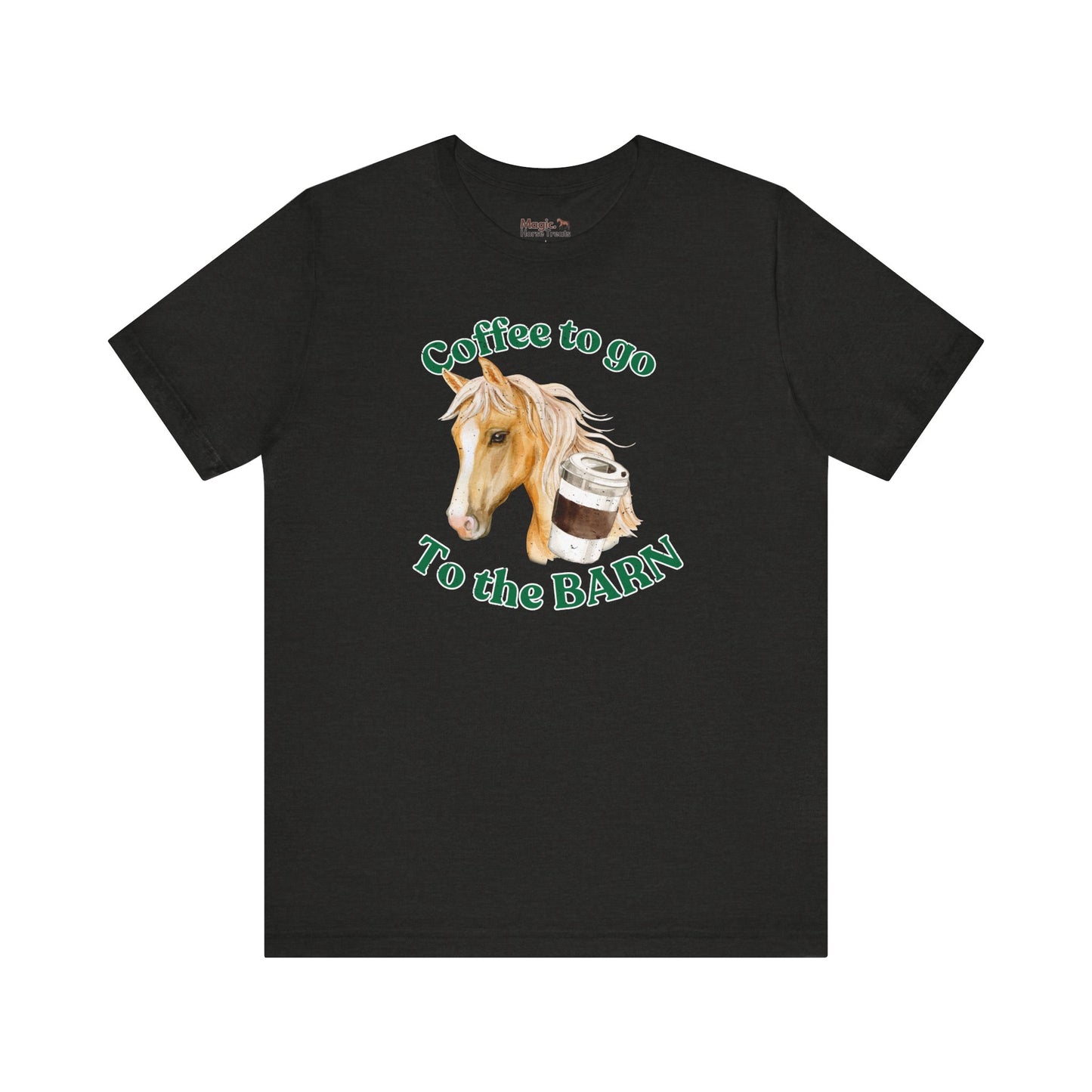 Coffee to the Barn palomino horse T-shirt black