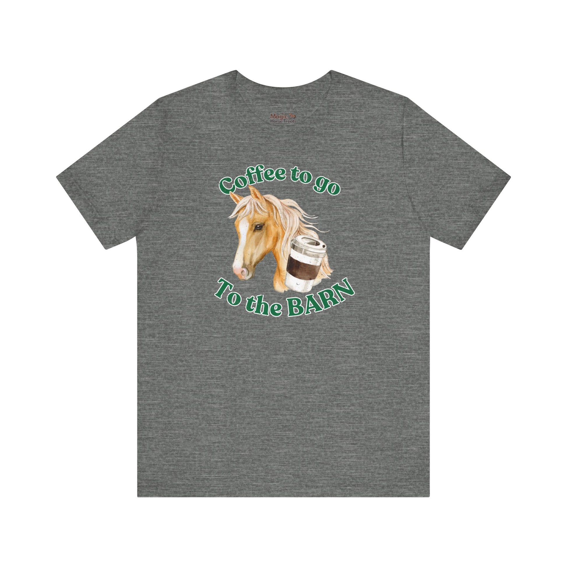 Coffee to the Barn palomino horse T-shirt grey