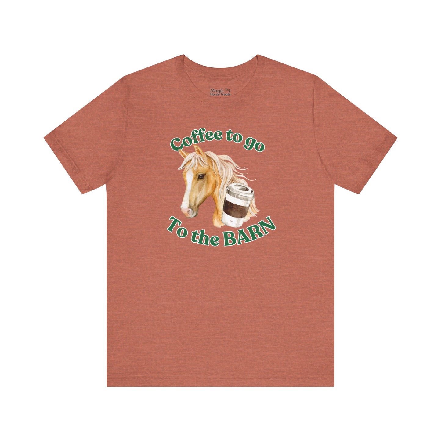 Coffee to the Barn palomino horse T-shirt red