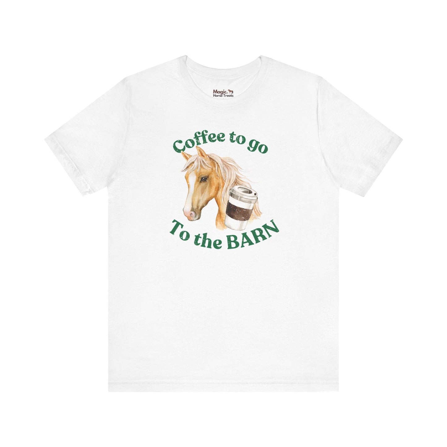 Coffee to the Barn palomino horse T-shirt white