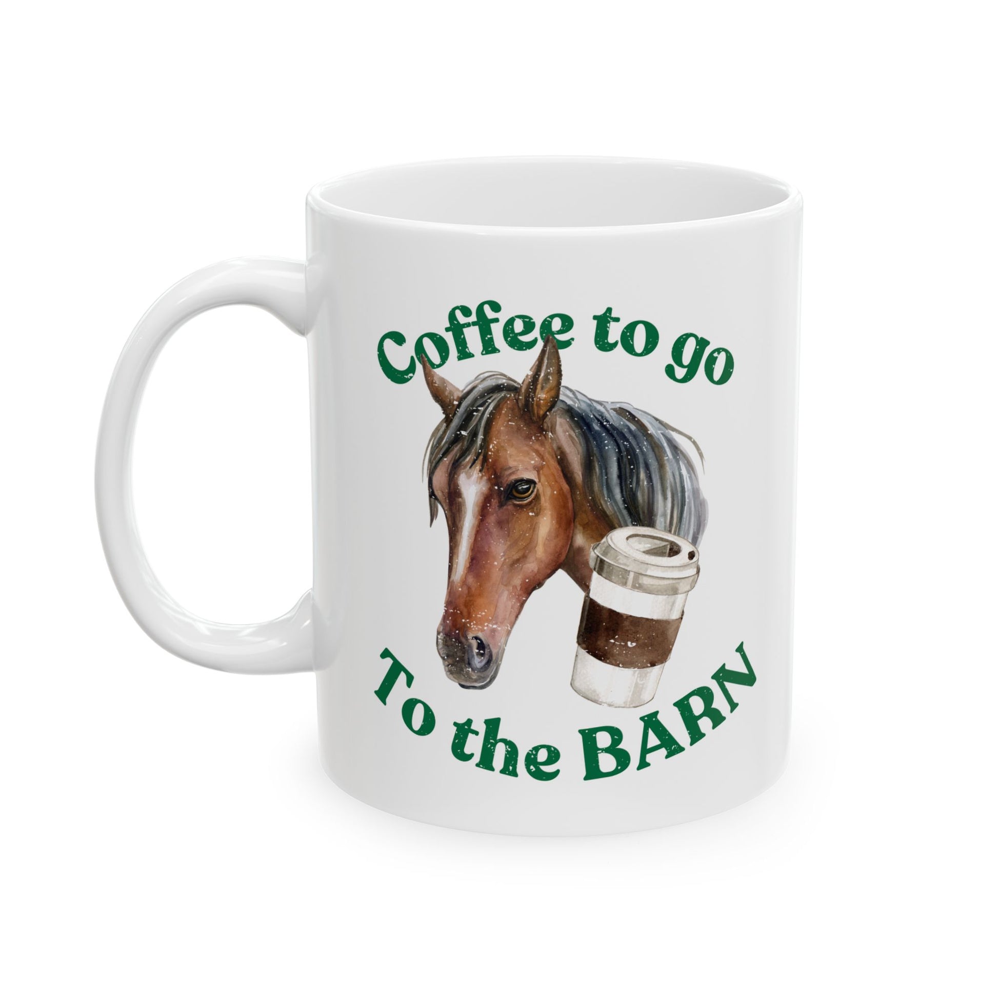Coffee to the barn Bay Horse white mug