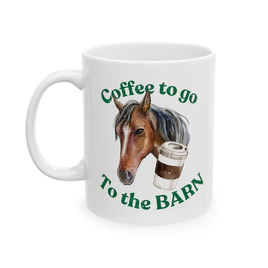 Coffee to the barn Bay Horse white mug