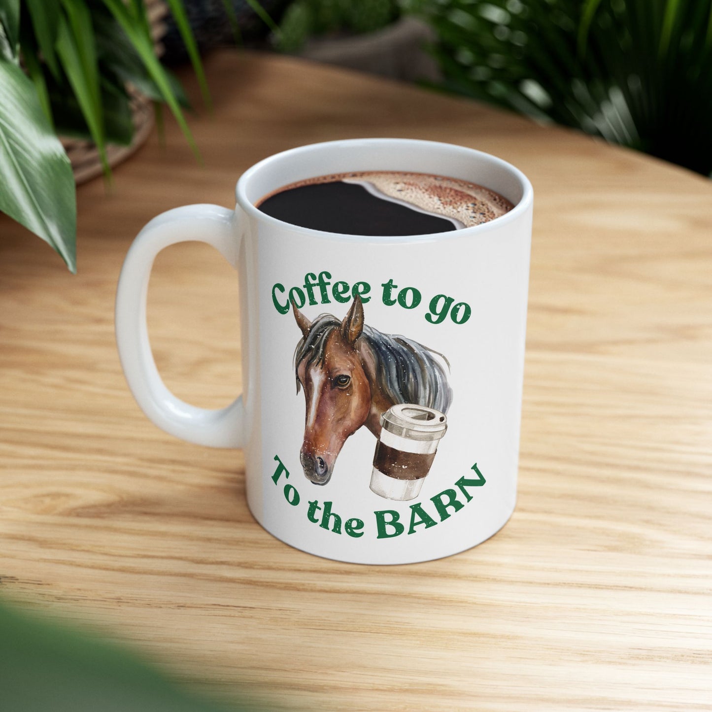 Coffee to the barn Bay Horse white mug front