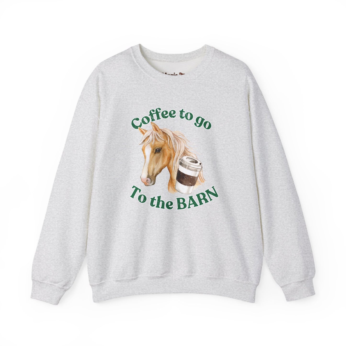 Coffee to the barn Palomino Horse sweatshirt liht grey