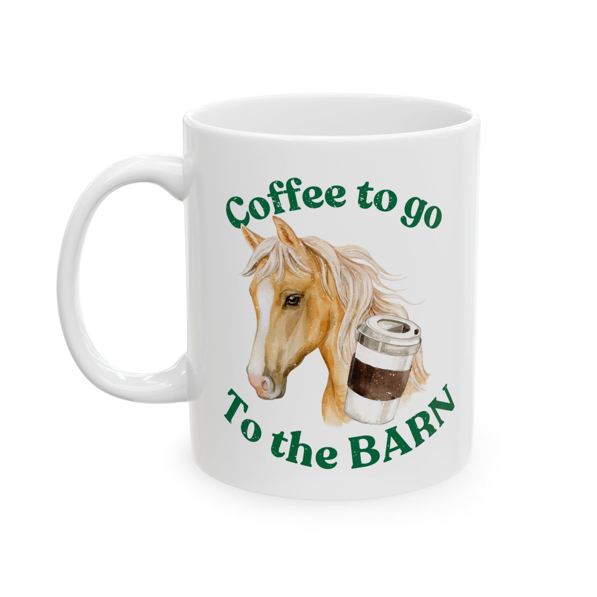 Coffee to the barn Palomino Horse white mug