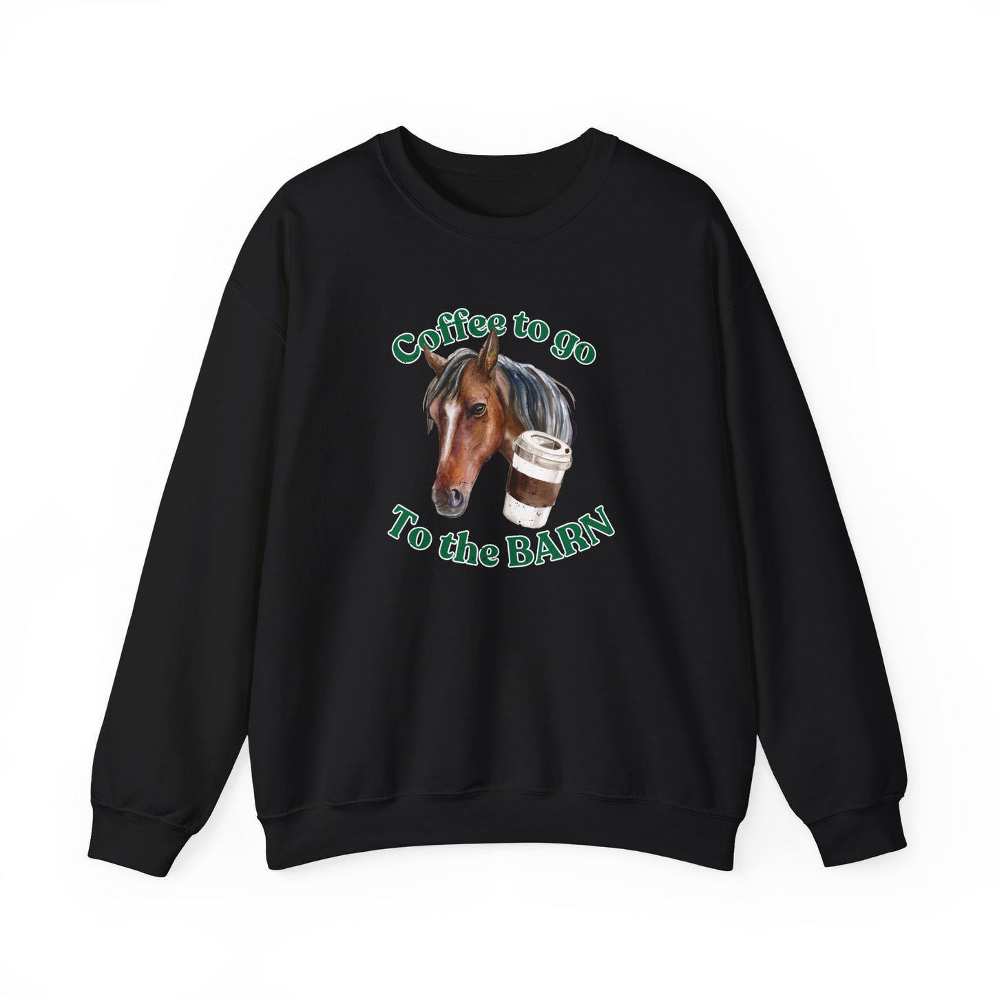 Coffee to the barn bay horse sweatshirt black