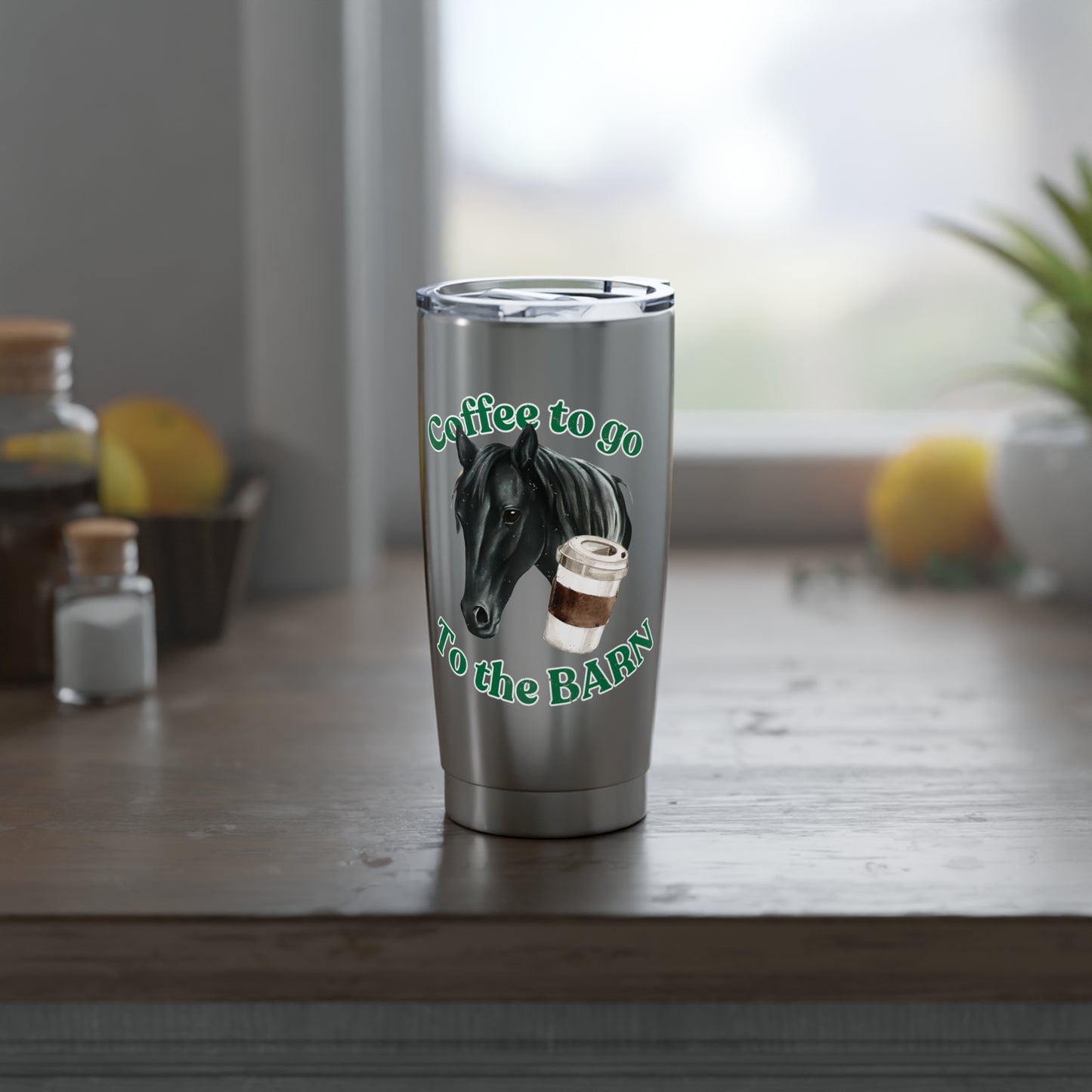 Go to the Barn Black Horse Travel Coffee Cup front