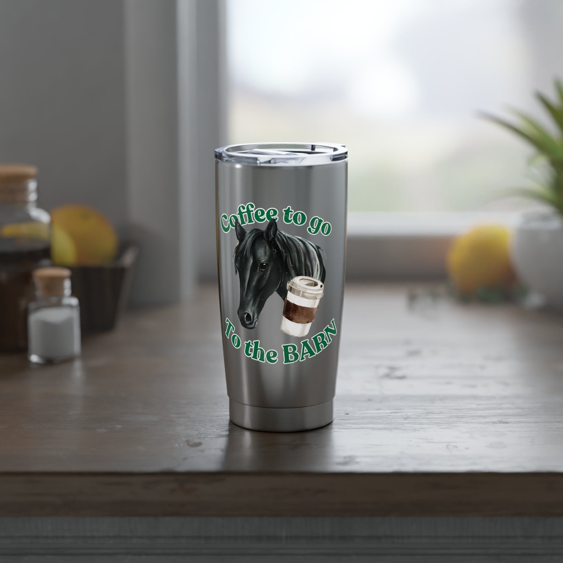 Go to the Barn Black Horse Travel Coffee Cup front
